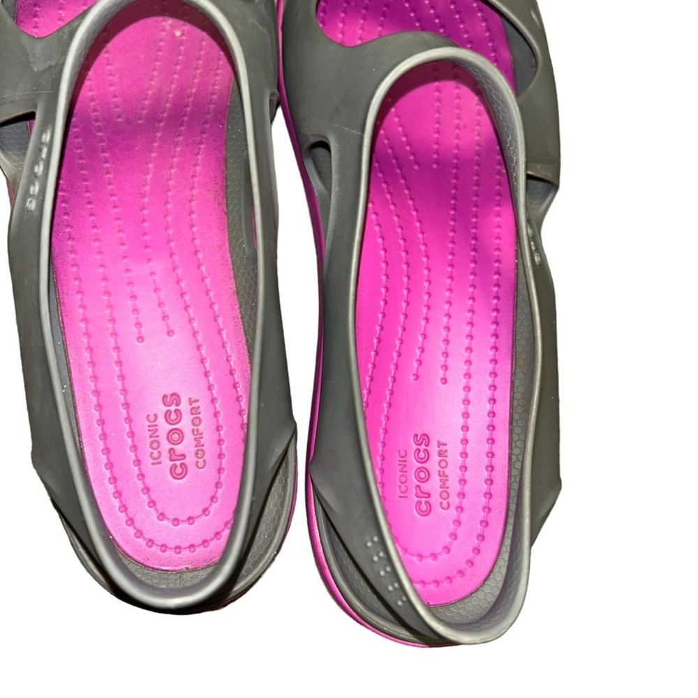 Crocs Swiftwater Wave Size 8 Gray Pink Comfort Sandal Mary Jane water shoes - Picture 2 of 5